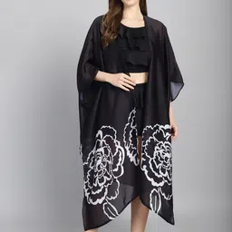 CUKOO Floral Long Slit Swimwear Cover up Top-image-21