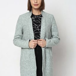 Vero Moda Self Design Mock Collar Longline Overcoat-17