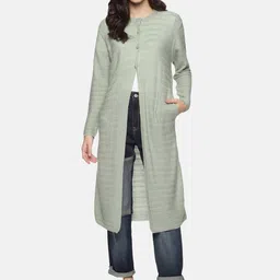 CLAPTON Self Design Cable Knit Longline Cardigan-52