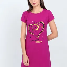 Fleximaa Magenta & medium violet red Print Longline Top-image-70
