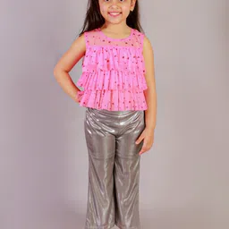 LIL DRAMA Girls Printed Ruffle Detail Sleeveless Layered Top-picture-0
