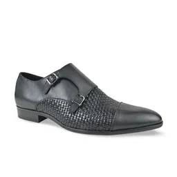 Regal Men Woven Design Leather Formal Double Monks Shoes With Buckle Detail-picture-39