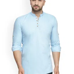 Benstoke Men Blue Thread Work Kurta-image-43