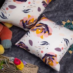 STUDIOHMK 2 Pcs White & Pink Printed Cotton Square Cushion Cover-22