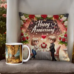 bettergiftflowers 2-Pcs White & Red Printed Cushion Mug Combo-16