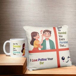 bettergiftflowers 2-Pcs White & Red Printed Cushion Mug Combo-14