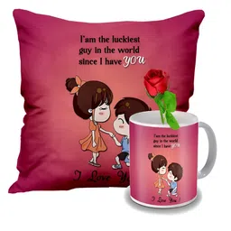ME & YOU Red & White 3 Pcs Printed Valentine Home Gift Set-image-100