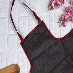 Kuber Industries Grey & Red 3 Pieces Jute Water Resistant Aprons-13