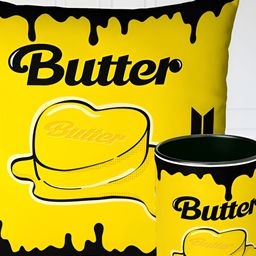 RENVOX Yellow Black 2 Pieces Printed Cushion With Mug Home Gift Set-image-1