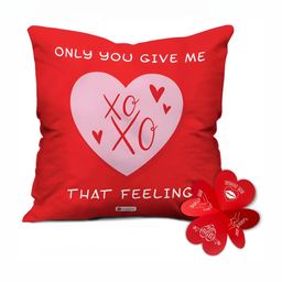 Indigifts Red & Pink Printed Cushion With Filler-image-96