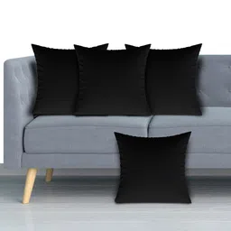 Kuber Industries Black 4 Pieces Breathable Square Cotton Pre-Filled Cushions-image-11