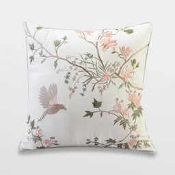 Mirooh White & Green Printed Cotton Filled Cushion-image-2