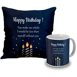 ME & YOU  Navy Blue & White 2 Pieces Printed Mug & Cushion Gift Sets-39