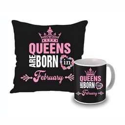 ME & YOU Black & Pink 2 Pieces Printed Mug & Cushion Gift Set-image-63