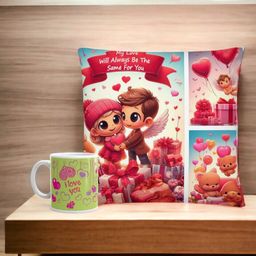 bettergiftflowers 2-Pcs White & Red Printed Cushion Mug Combo-13