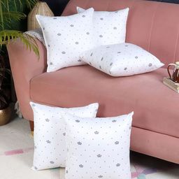 MFD HOME FURNISHING White & Blue 5 Pieces Printed Prefilled Cushions-image-21