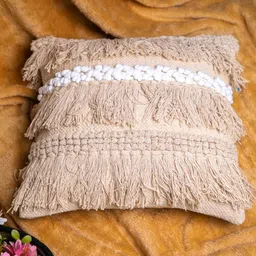 STUDIOHMK Peach-Coloured & White Embroidered Square Cushion Covers-30