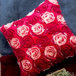 STUDIOHMK Red & Peach-Coloured Floral Square Cushion Covers-18