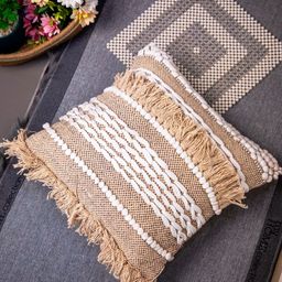 STUDIOHMK Light Peach & White Square Cushion Cover-42