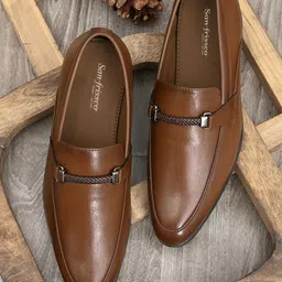 San Frissco Men Tan-Brown Formal Slip-On Shoes-image-28