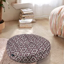 S9home by Seasons Grey & Purple Printed Round Floor Cushions-48