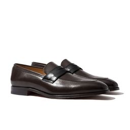 Rapawalk Brown & Black Handcrafted Standard Width Leather Slipons-image-58
