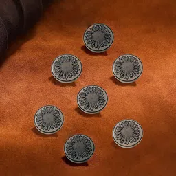 COSA NOSTRAA Set Of 7 Circular Sunflower Glitter Textured Buttons-41