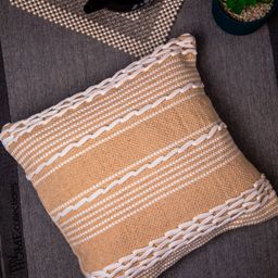 STUDIOHMK Peach-Coloured & White Striped Square Cushion Covers image 5