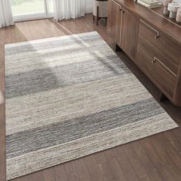 Grey Solid Wool and Viscose 6 ft X 9 ft Hand Woven Carpet-image-94