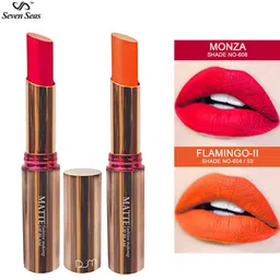 Seven Seas Set of 2 Matte With You Lipstick - Flamingo-II 53 & Monza 608 image 2