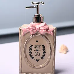 MARKET99 Brown Happy Day Printed Rectangle Ceramic Waterproof Soap Dispenser 750 ml-19