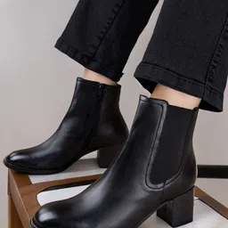 Bxxy  Women Solid Casual High Ankle Block-Heeled Chelsea Boots-image-73