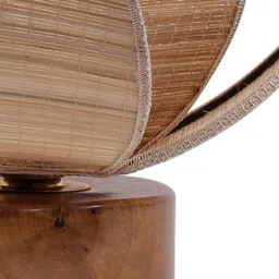 Devansh Beige Self Design Traditional Table Lamp with Bamboo Shade image 2