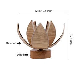 Devansh Beige Self Design Traditional Table Lamp with Bamboo Shade image 4