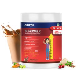 Supermilk Gritzo Height+ for 13+ Yrs Girls Personalized Protein & Nutrition Drink Mix,  200 g  Double Chocolate -image-67