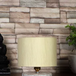 Devansh Beige & White Textured Bamboo Table Lamp With Wood Base-5