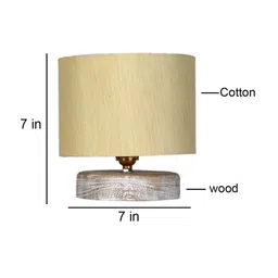 Devansh Beige & White Textured Bamboo Table Lamp With Wood Base image 2