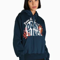 Puma Women Blue Printed MOD Hoodie Sweatshirt-image-110