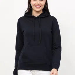Fleximaa Women Navy Blue Hooded Sweatshirt-image-38