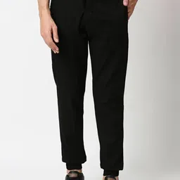 Bewakoof Black Solid Slim Fit Cotton Jogger Track Pants-image-88