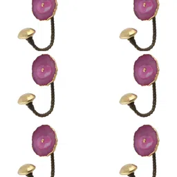 IndianShelf Pink and Goldtoned 6 Piece Stone Modern Floral Printed Wall Hooks-image-26