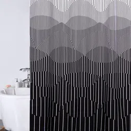 OBSESSIONS White & Black Printed Water Repellent Shower Curtain With 12 Hooks-image-18