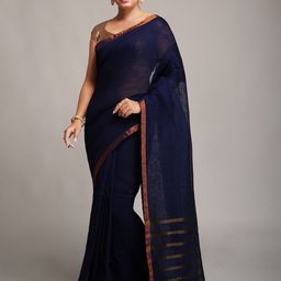 WoodenTant Zari Pure Linen Saree-picture-14