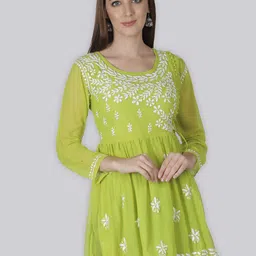 Seva Chikan Ethnic Motifs Chikankari Embroidered  A-Line Kurti-picture-53