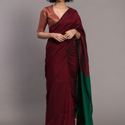 Suta Maroon & Green Colourblocked Saree-picture-30