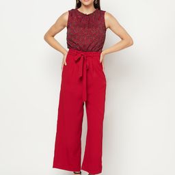 SQew Maroon & Red Printed Basic Jumpsuit-picture-12