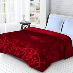 RF RELAXFEEL Maroon Floral Heavy Winter 400 GSM Single Bed Blanket-image-46