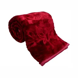 RF RELAXFEEL Maroon Floral Heavy Winter 400 GSM Single Bed Blanket-image-48