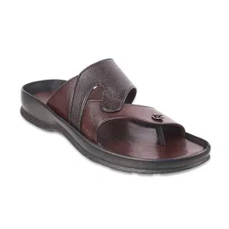 Mochi Men Maroon Leather Comfort Sandals-image-66