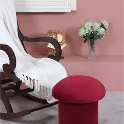 Shadowkart Maroon Wooden Cylindrical Pouffes Ottoman-image-18